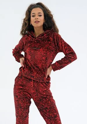 Queens - Bluza velvet w cętki Czerwona