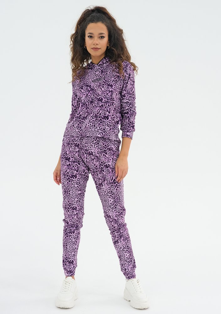 Queens - Bluza velvet w cętki Fioletowa