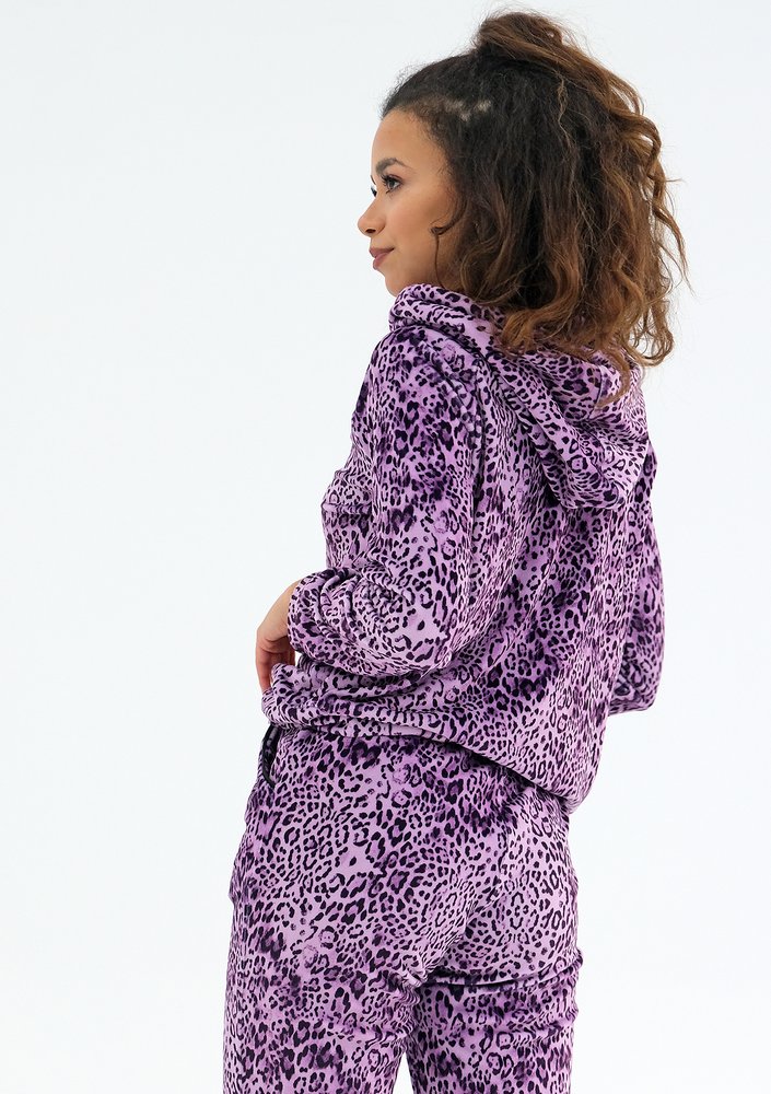 Queens - Bluza velvet w cętki Fioletowa