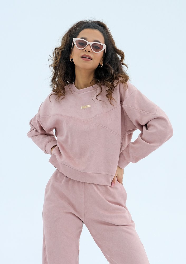 Irvine - Bluza z imitacji zamszu Pudrowa