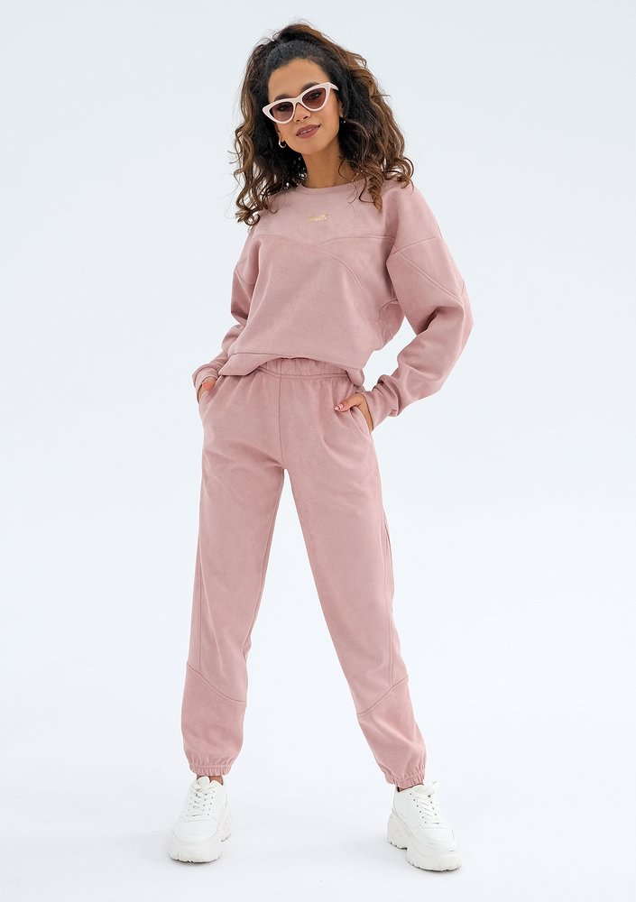 Irvine - powder pink eco suede sweatpants