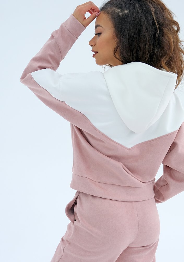 Wavy - Bluza z imitacji zamszu Pudrowa