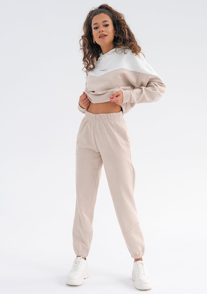 Wavy - beige faux suede sweatshirt