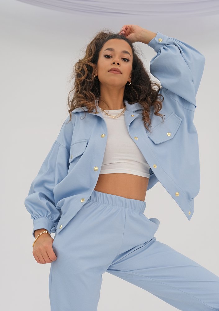 Layzy - oversize light blue shirt jacket