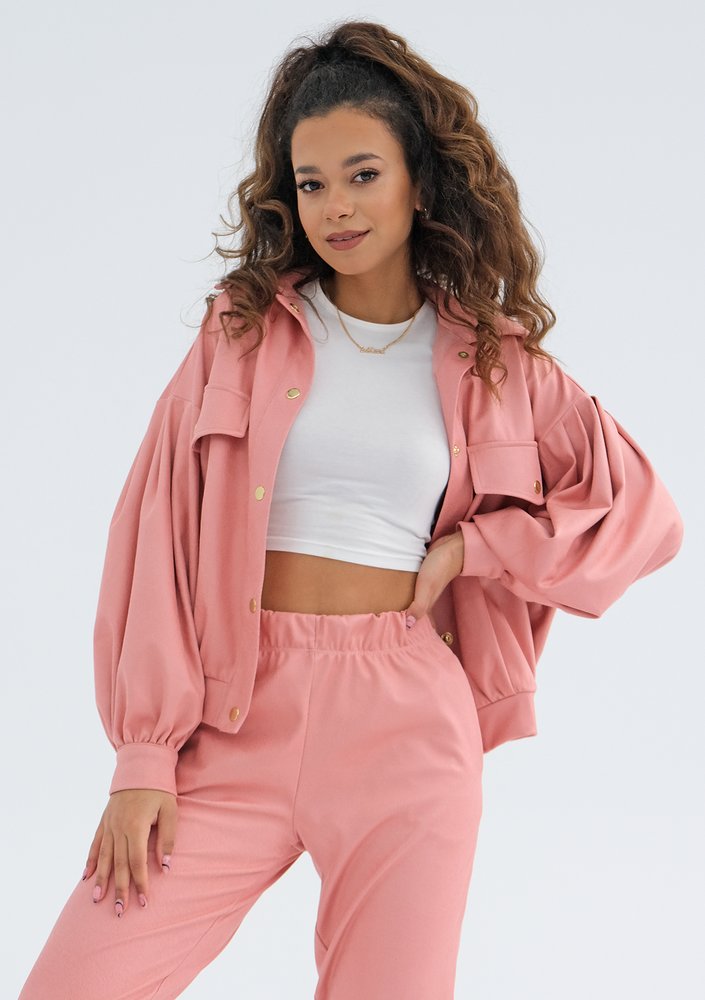 Layzy - Koszulowa kurtka oversize Różowa