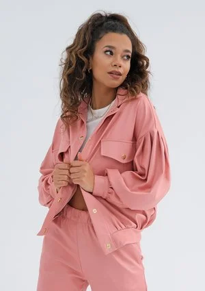 Layzy - oversize pink shirt jacket