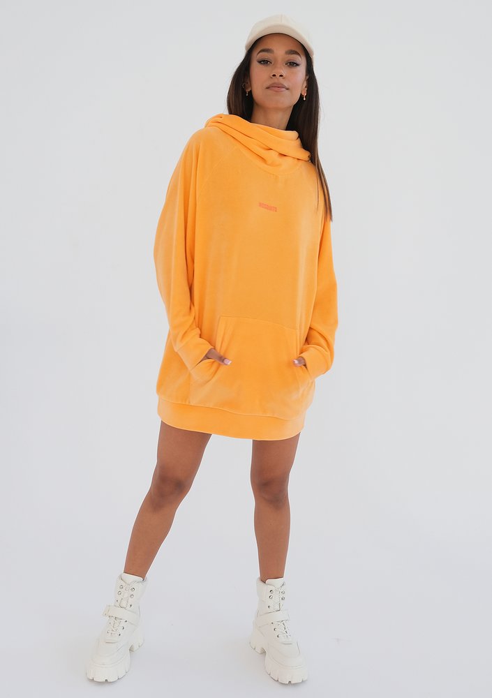 Melby - long neon orange velvet sweatshirt