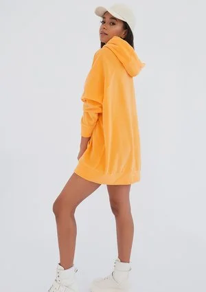 Melby - long neon orange velvet sweatshirt