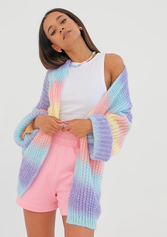Lotus - Loose cardigan in pastel ombre colors