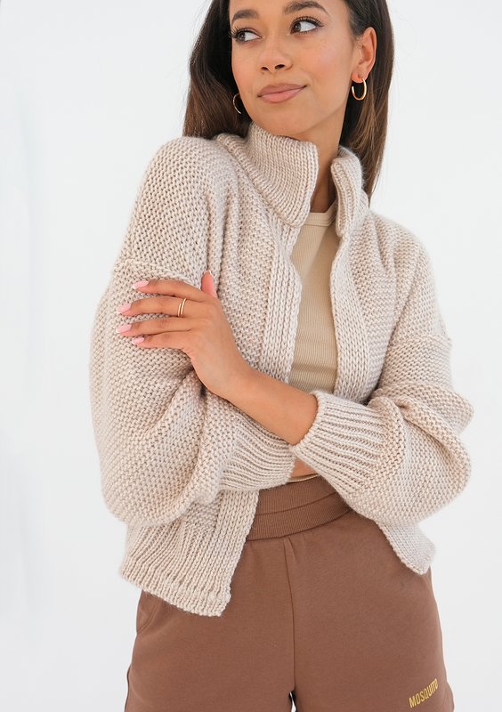 Svena - Krótki kardigan Beżowy