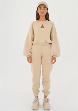 Delsy - Bluza z wycięciem Sand Beige