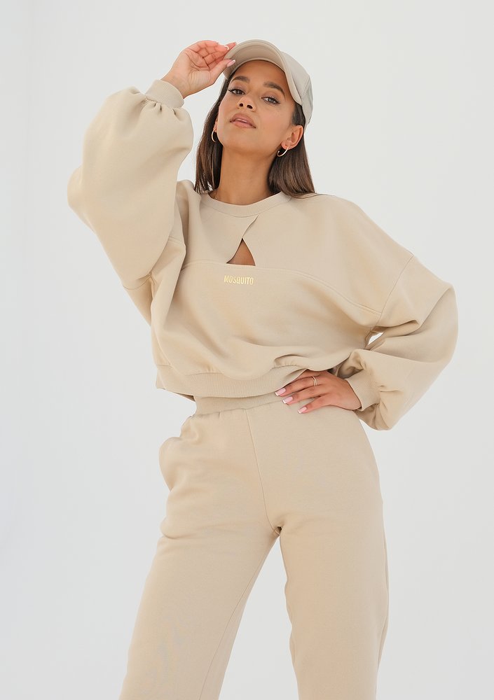 Delsy - Bluza z wycięciem Sand Beige
