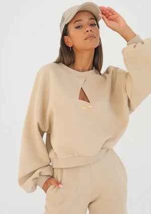 Delsy - Bluza z wycięciem Sand Beige