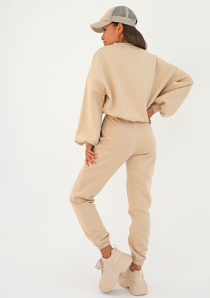 Delsy - sand beige sweatshirt with a cutout