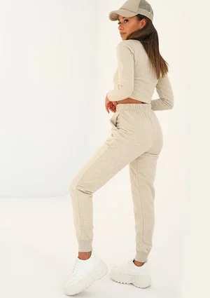 Astina - beige melange short blouse