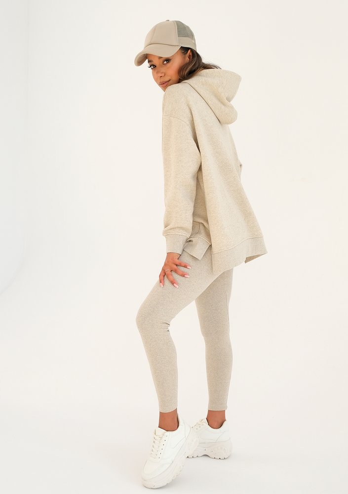 Simple - beige melange hoodie