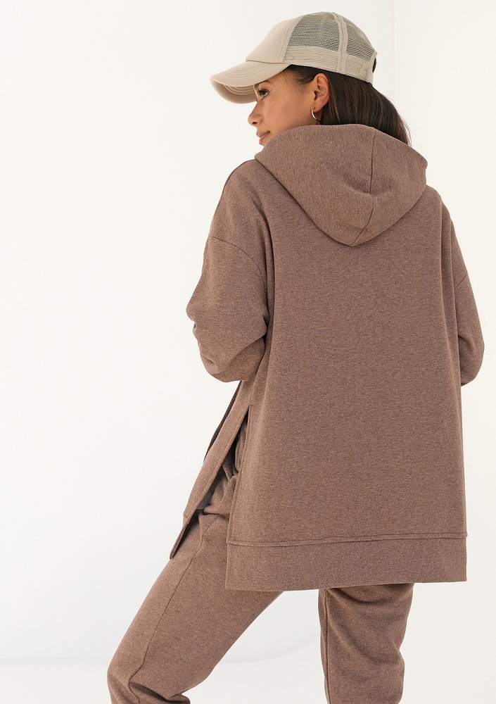 Simple - cacao brown melange hoodie