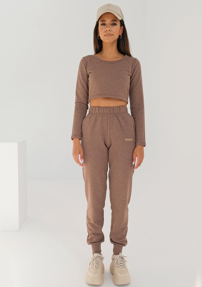 Simple - cacao brown melange sweatpants