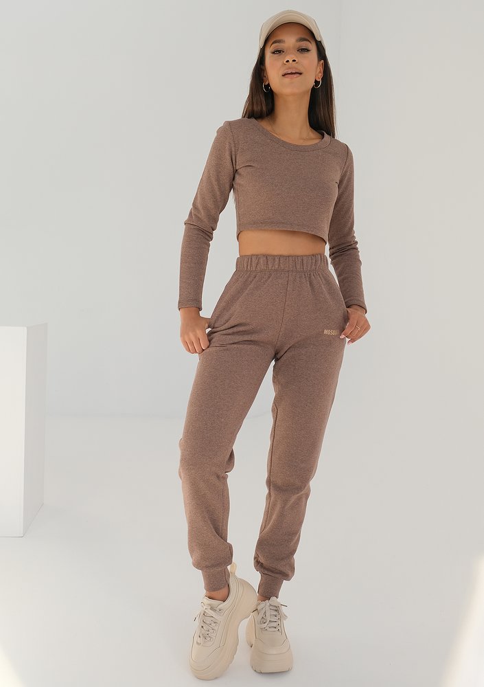 Simple - cacao brown melange sweatpants