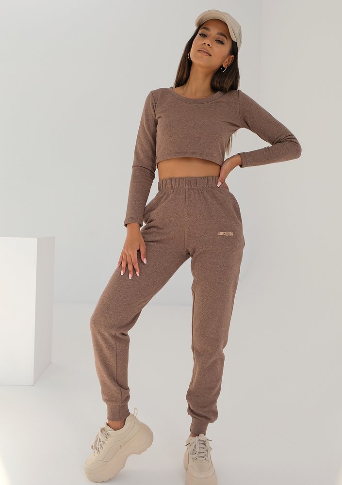 Simple - cacao brown melange sweatpants