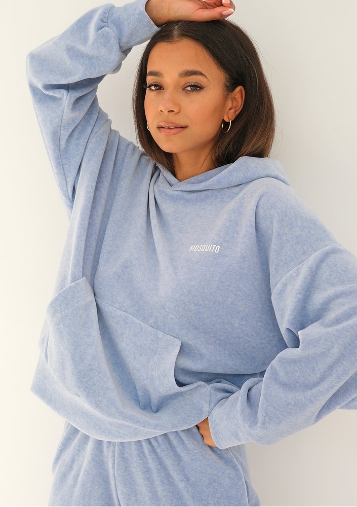 Pure - melange blue velvet hoodie