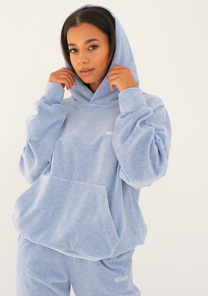 Pure - Bluza welurowa z kapturem Melanż Blue