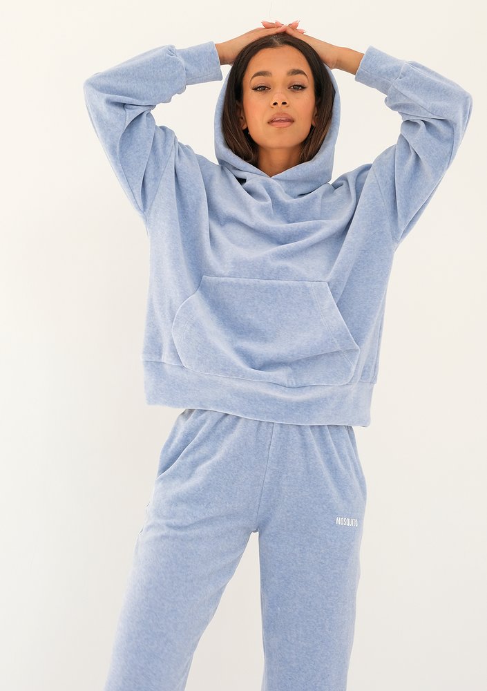 Pure - melange blue velvet hoodie