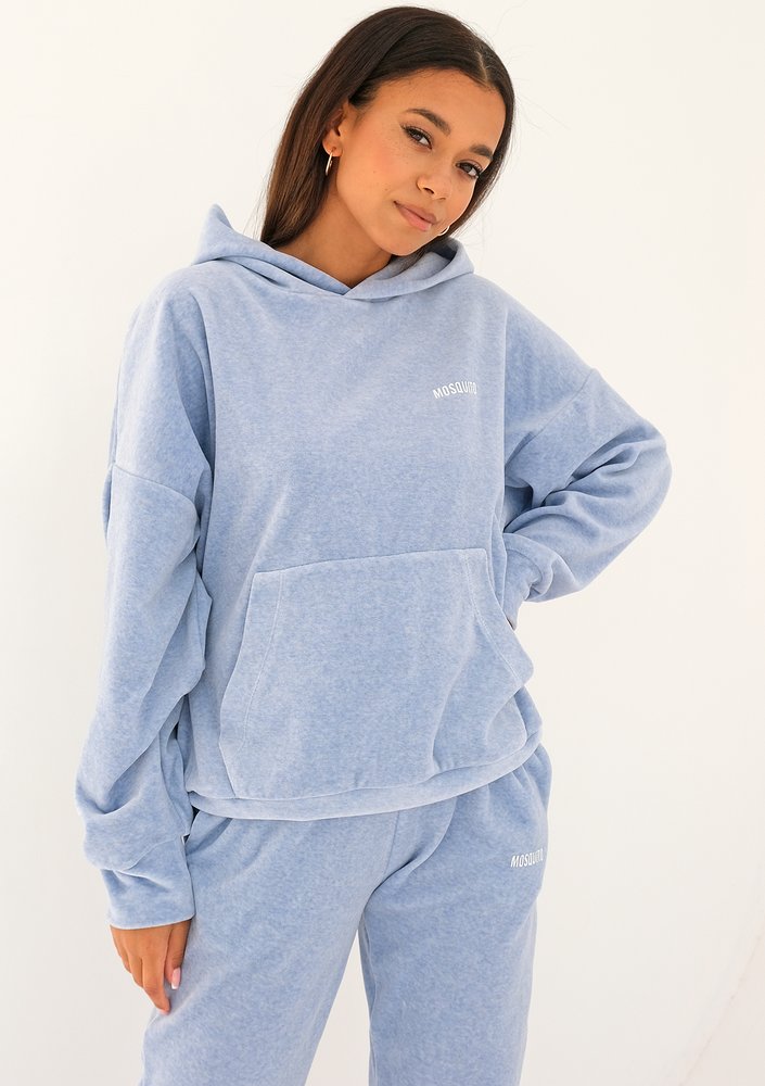 Pure - Bluza welurowa z kapturem Melanż Blue