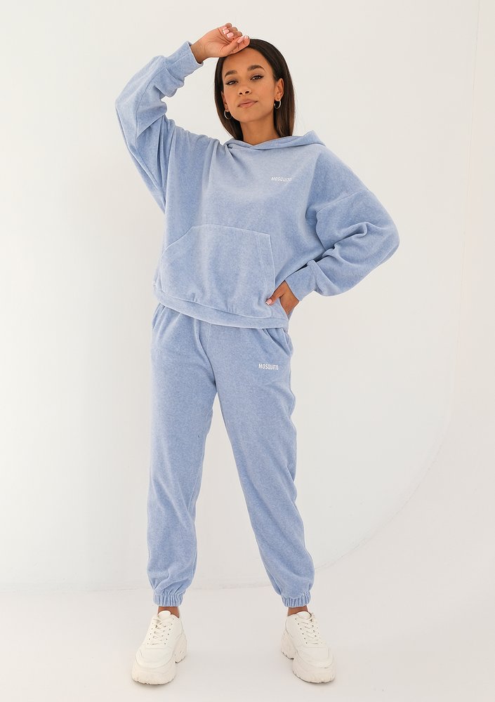 Pure - melange blue velvet sweatpants