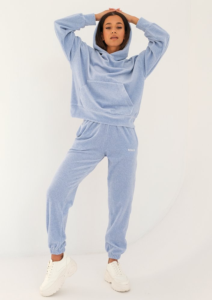 Pure - melange blue velvet sweatpants