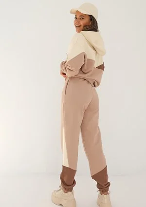 Yazzy - Spodnie z łączonych kolorów Mocha