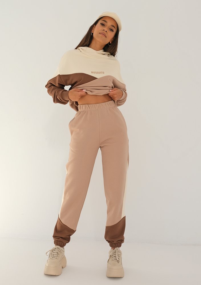 Yazzy - Spodnie z łączonych kolorów Mocha
