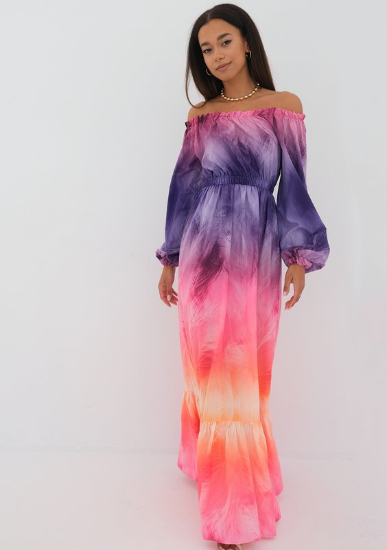 Layla - Długa sukienka Ombre Pink