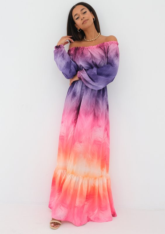 Layla - Długa sukienka Ombre Pink