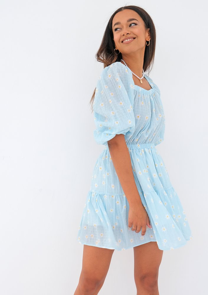 Maud - Sukienka w kwiatki Blue Daisy