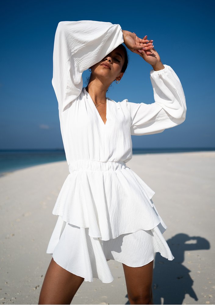 Mia - ecrue boho mini dress