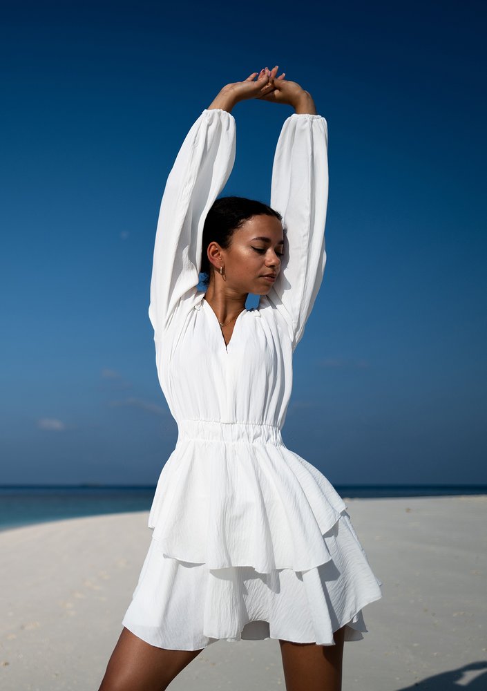 Mia - ecrue boho mini dress
