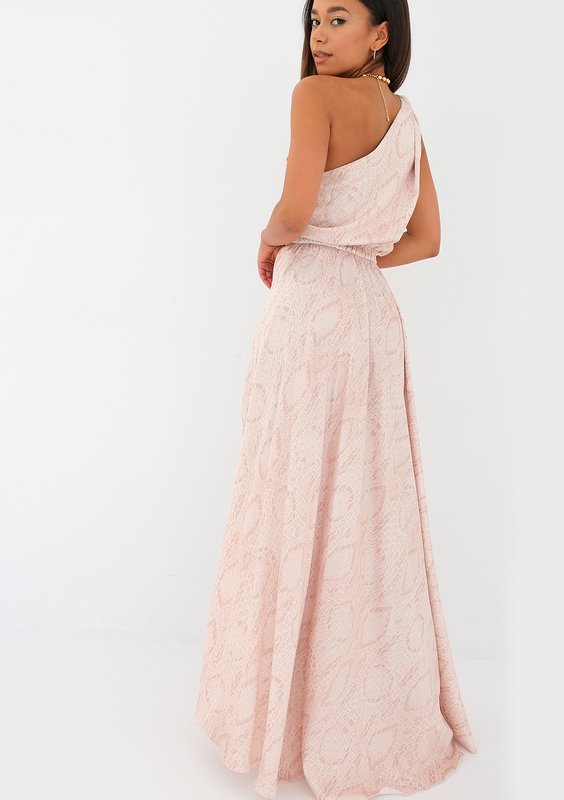 Grace - beige snake printed maxi dress