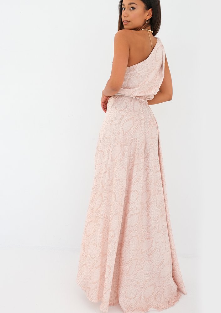 Grace - beige snake printed maxi dress