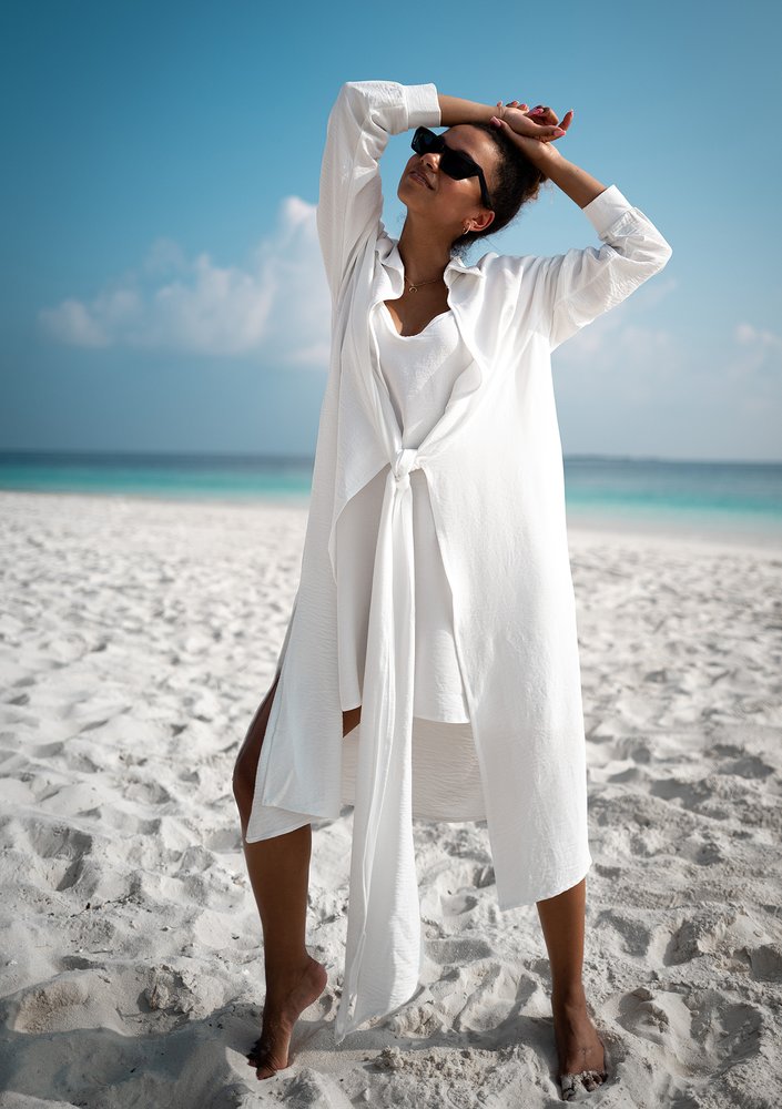 Gaya - ecrue wrap shirt dress