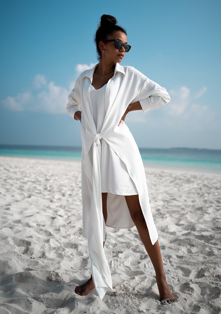 Gaya - ecrue wrap shirt dress