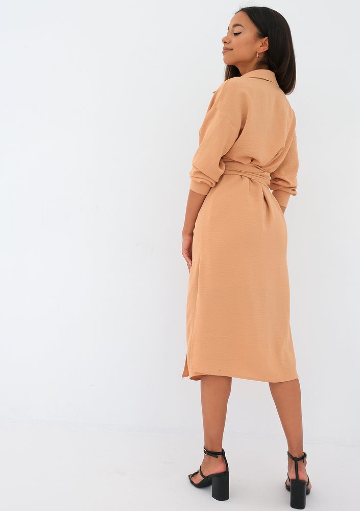 Gaya - beige midi shirt dress