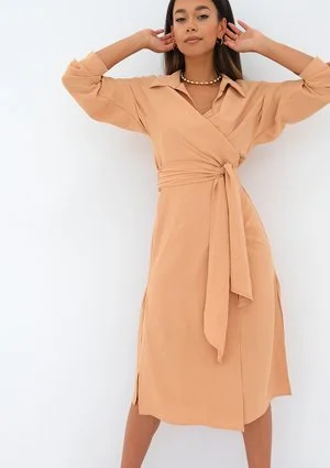 Gaya - beige midi shirt dress