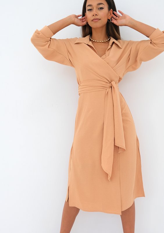 Gaya - beige midi shirt dress