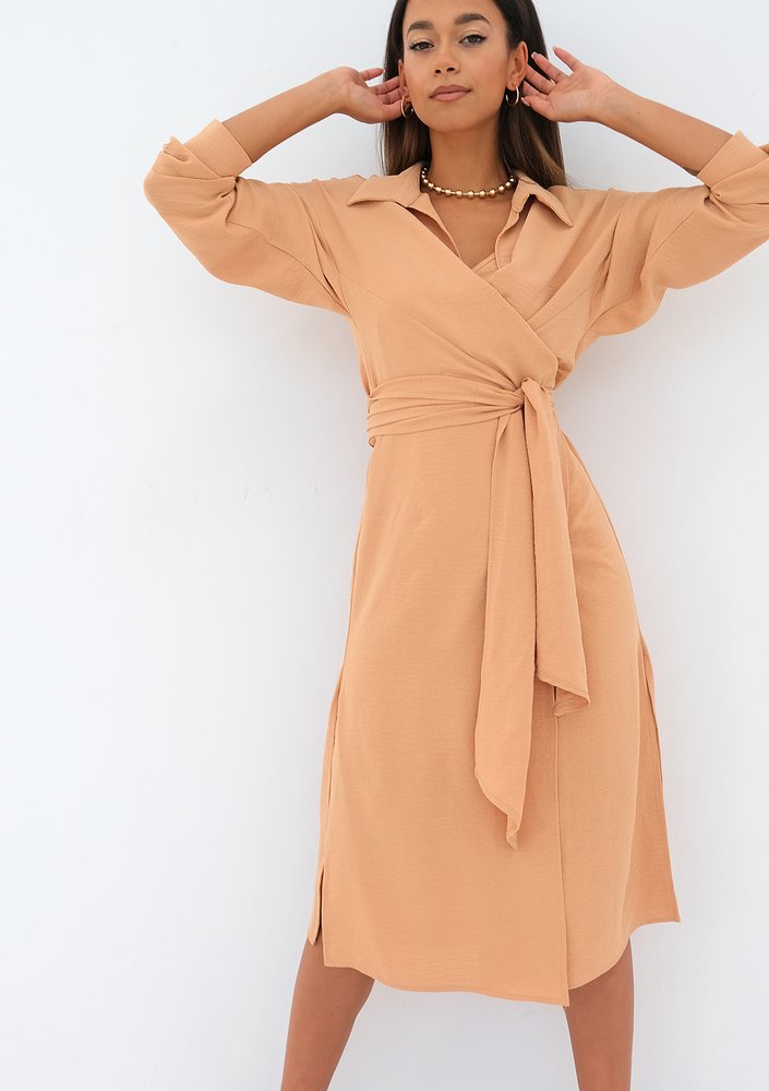 Gaya - beige midi shirt dress