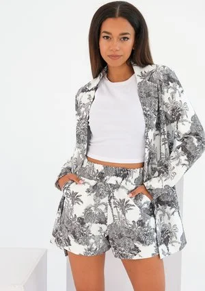 Keri - black palm print shorts