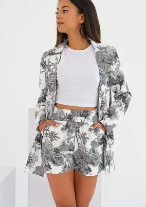 Keri - black palm print shorts
