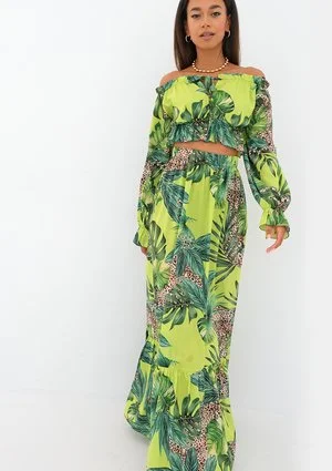 Felicia - Lime printed maxi skirt