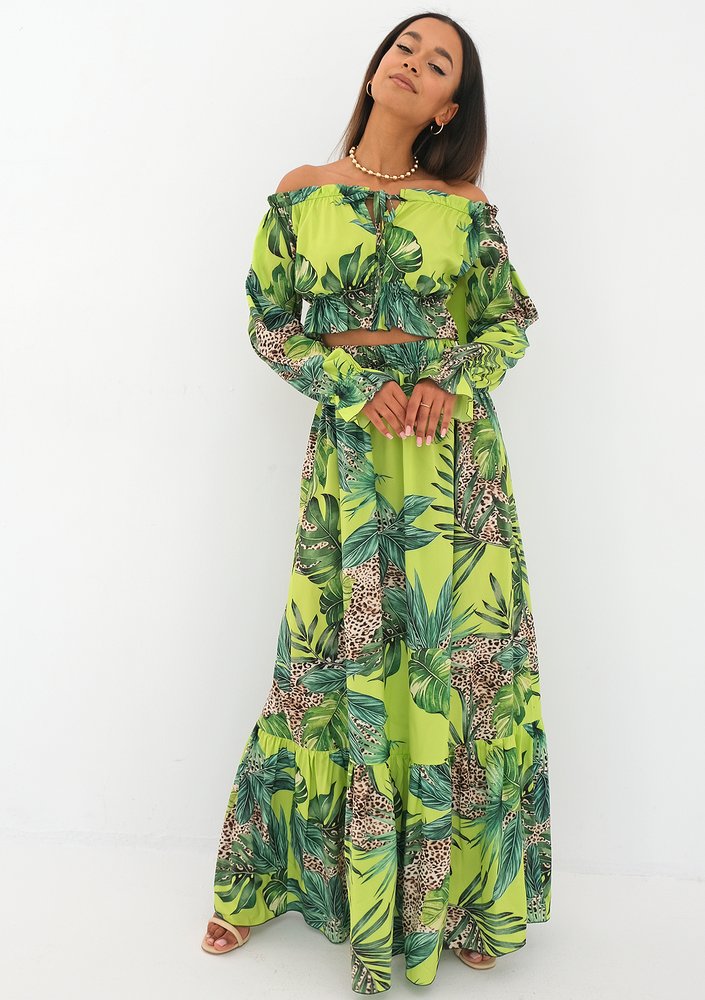 Felicia - Spódnica maxi Lime Print