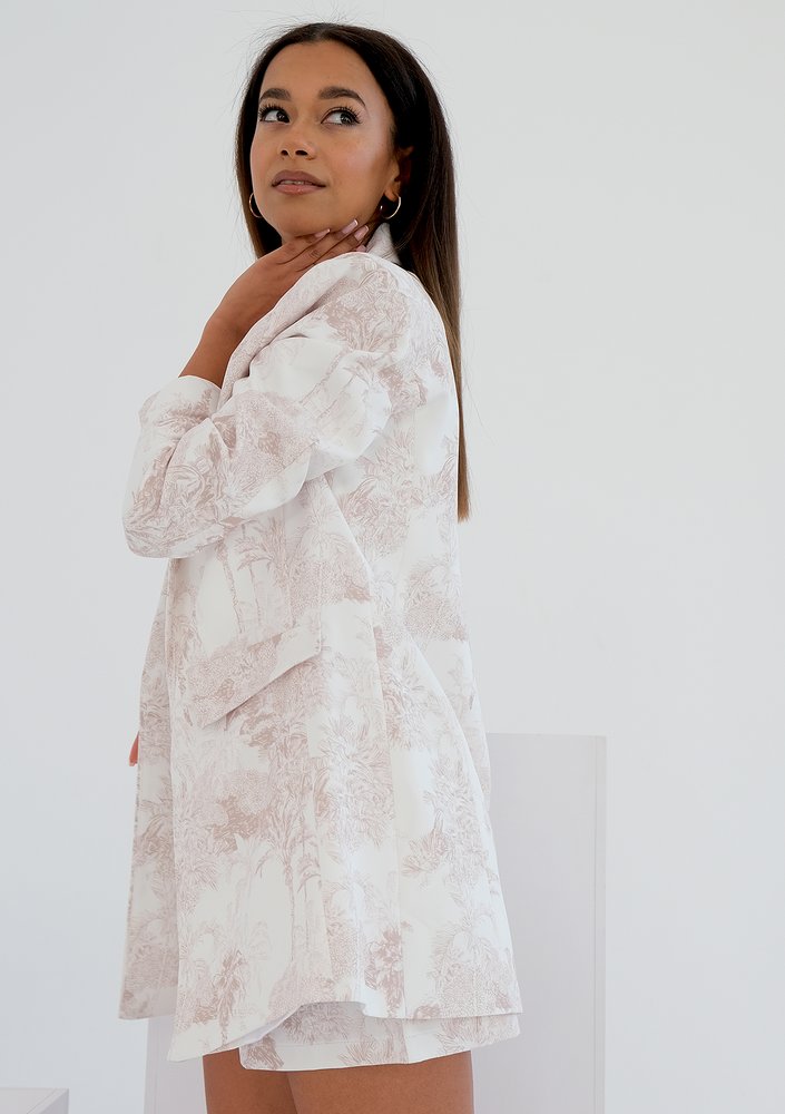 Chic - beige palm print blazer